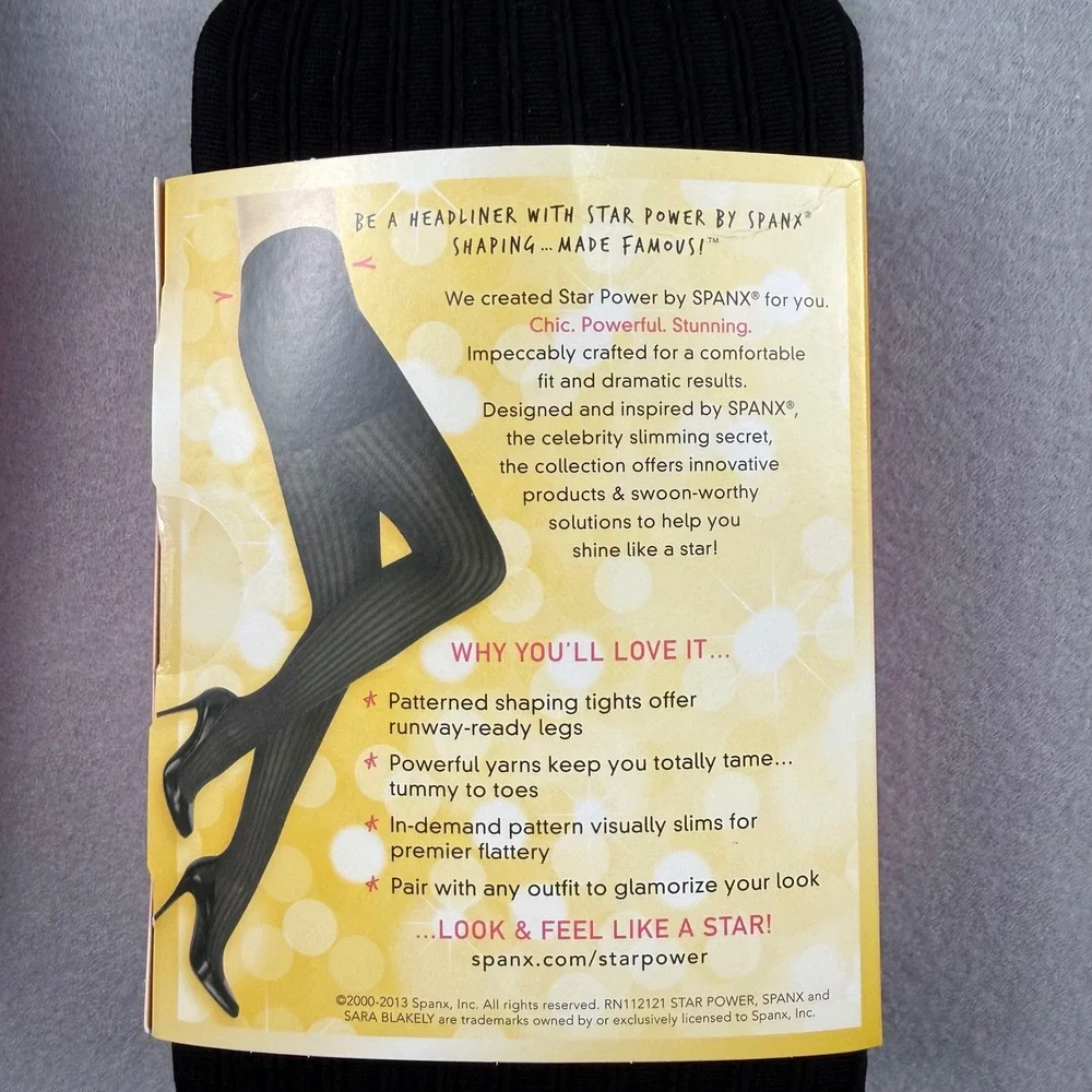 Spanx Star Power Womens Size G Center Stage Shaping Tights Black Ribbed Lot of 3